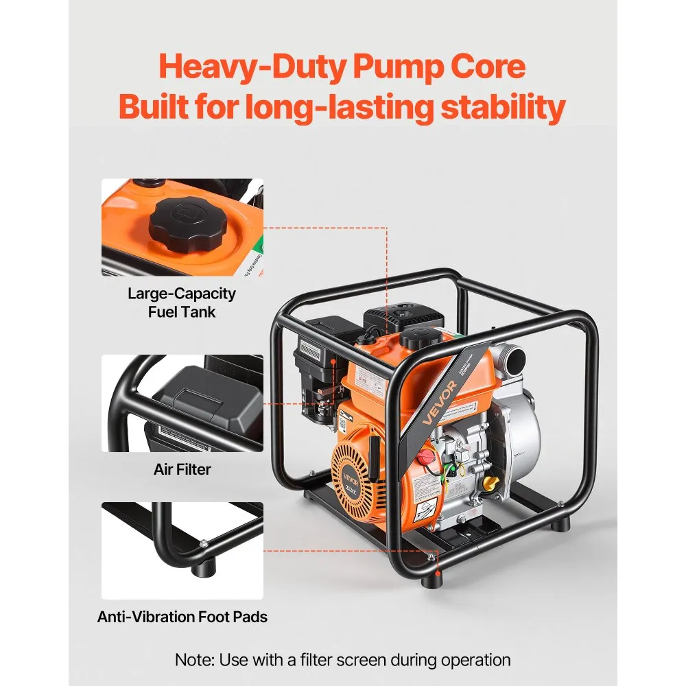 Bensiinimootoriga Veepump (50,8 mm, 500 L/min, 7 hj) – toote pilt 4