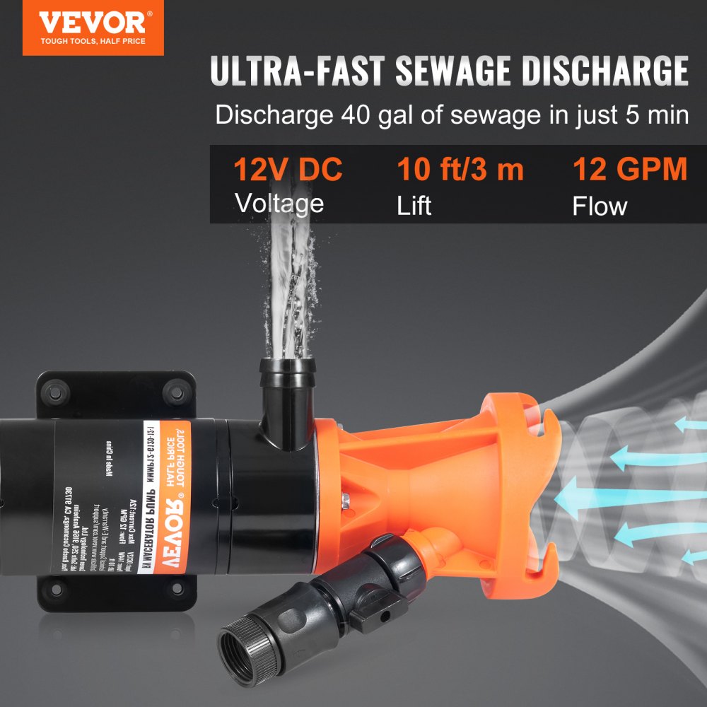 Kaasaskantav Reoveepump Matkaautole (12V, 45 L/min, Kiirühendus) – toote pilt 1