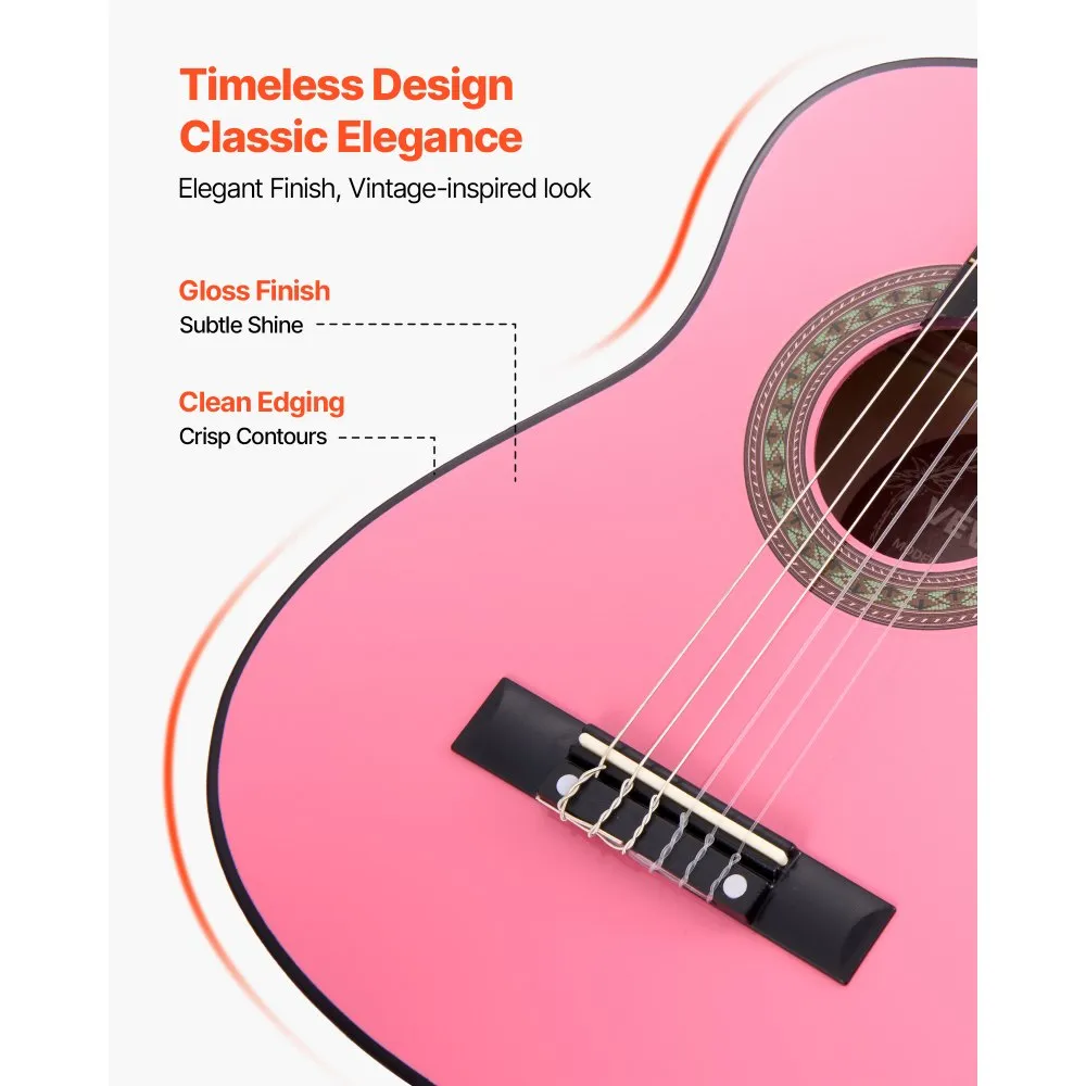 Klassikaline kitarr (780 mm, basswood, roosa) – toote pilt 4