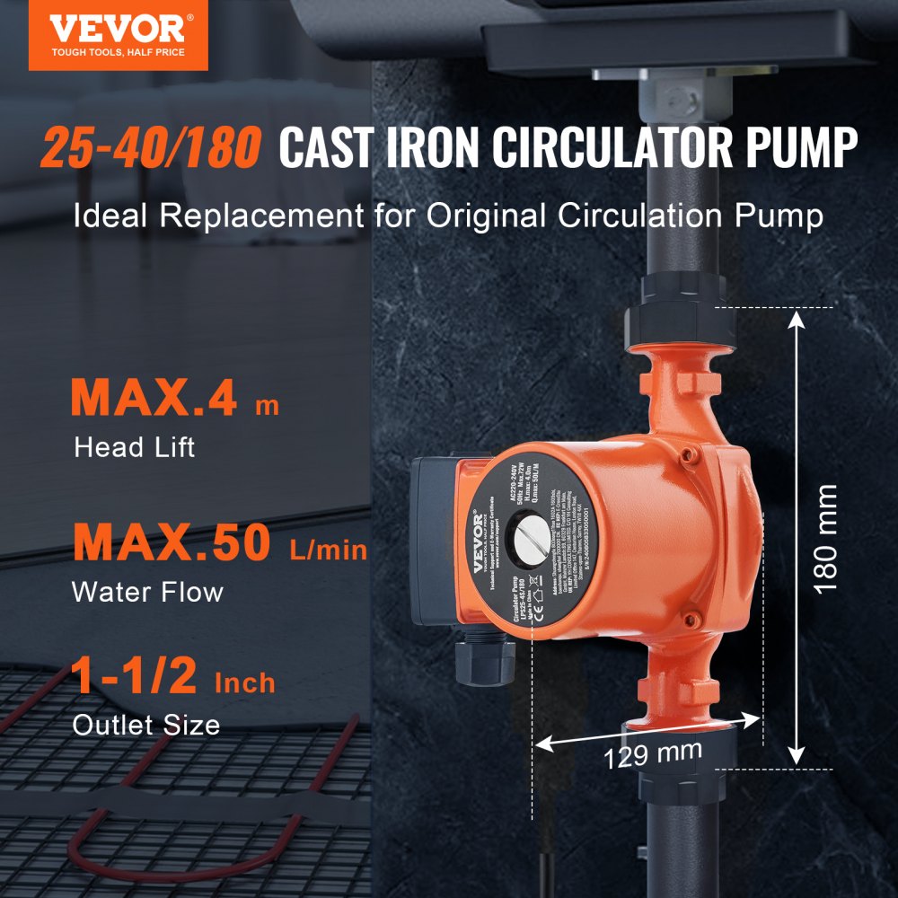Kuuma vee ringluspump (220V, 72W, 50 L/min) – toote pilt 1