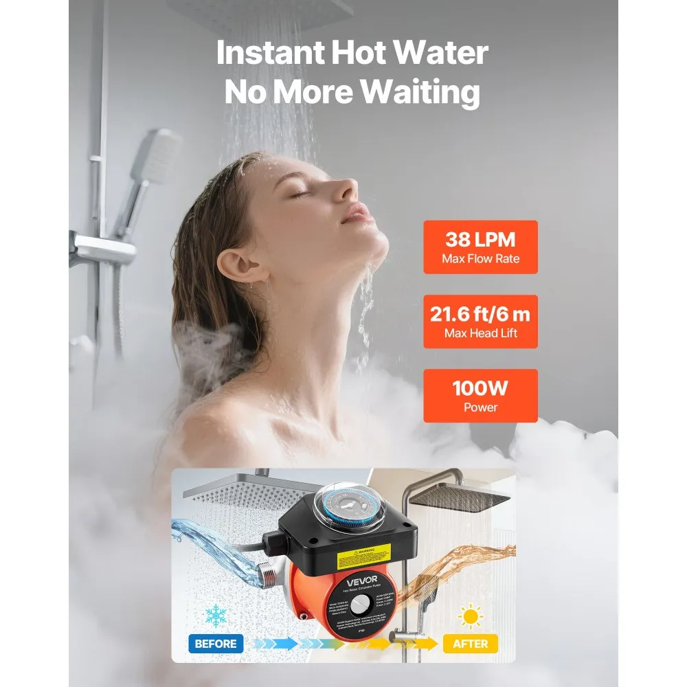 Kuumavee Ringluspump Taimeriga (38 L/min, 100 W, 220-240 V) – toote pilt 1