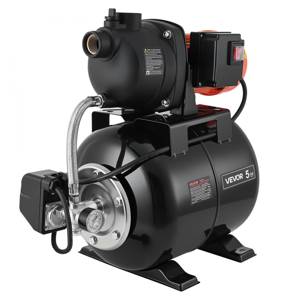 madala kaevu pump rõhupaagiga – Madala Kaevu Pump Koos Rõhupaagiga (1,1 Hj, 5000 L/h, 19 L Paak)