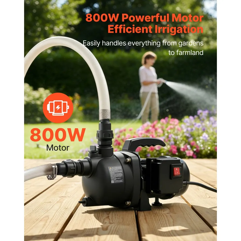 Madala kaevu reaktiivpump (800 W, 3300 L/h, 8 m imemiskõrgus) – toote pilt 1