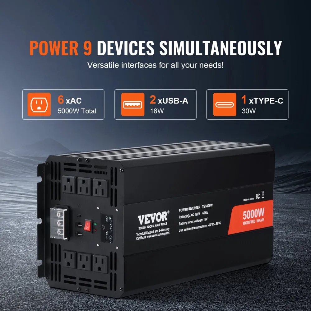 Muudetud Siinuslaine Inverter (5000 W, 12V DC, 230V AC) – toote pilt 2