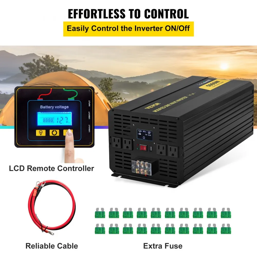 Muudetud Siinuslaine Inverter (5000 W, DC12V, AC120V) – toote pilt 4