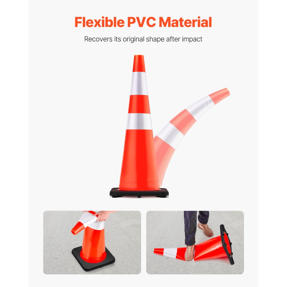 Ohutuskoonus Musta Raskusjalaga (91,4 cm, PVC, Helkurkraed) – toote pilt 3