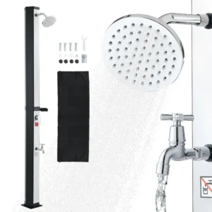päikeseküttega dušš 35 L – Päikeseküttega dušš (35 L, 195 cm kõrgus, must/hõbe)