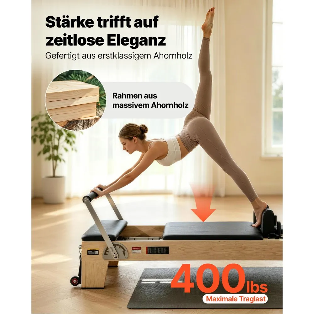 Pilatese Reformer (Puust, Topelt Vastupanu, Kuni 181 Kg) – toote pilt 2