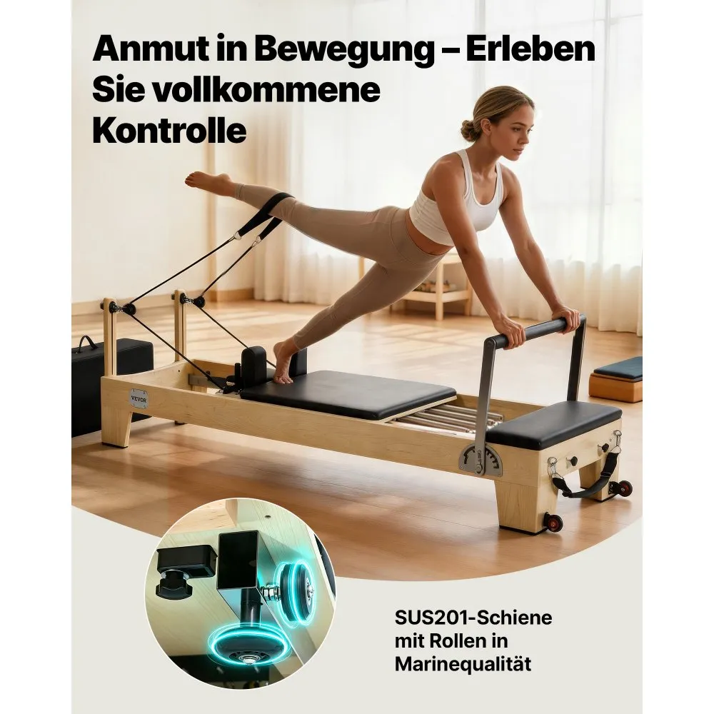 Pilatese Reformer (Puust, Topelt Vastupanu, Kuni 181 Kg) – toote pilt 4
