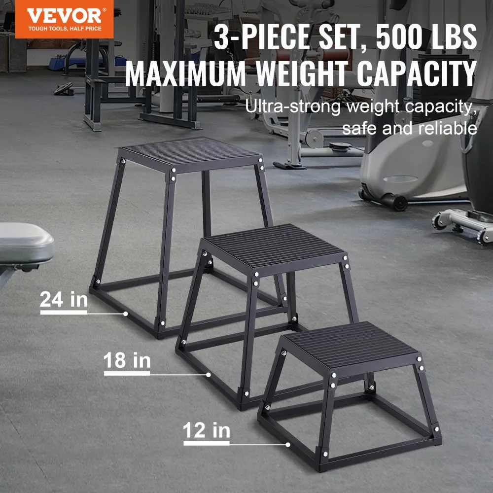 Plyomeetrilised hüppekastid (30,5/45,7/61 cm, libisemisvastane, must) – toote pilt 1