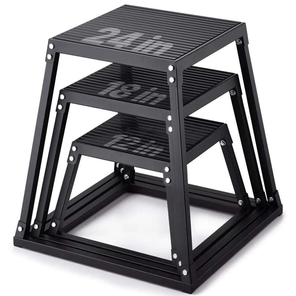 plyomeetrilised hüppekastid kodus treening – Plyomeetrilised hüppekastid (30,5/45,7/61 cm, libisemisvastane, must)