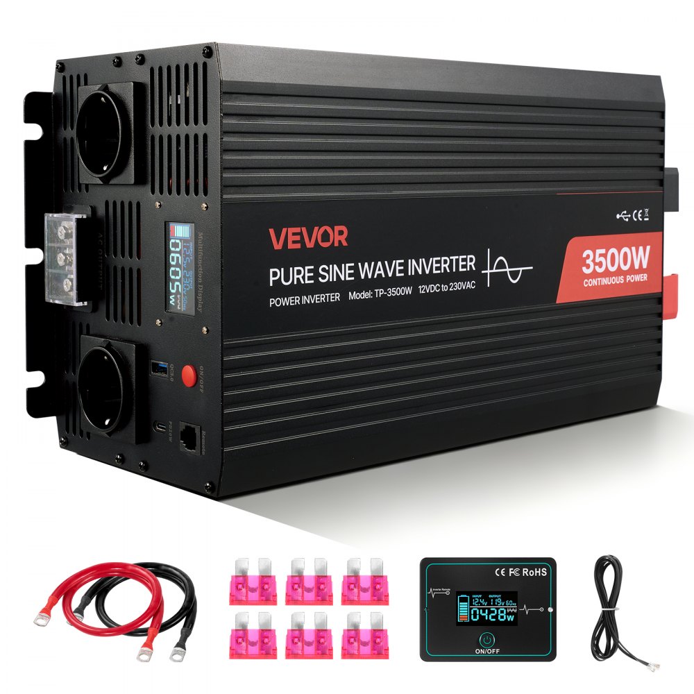 puhas siinuslaine inverter 3500 W – Puhas Siinuslaine Inverter (3500 W, 12V DC, 230V AC)