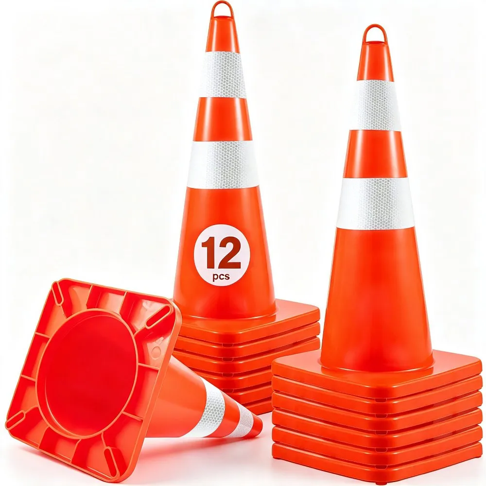 PVC liikluskoonused 28 tolli – PVC Liikluskoonused (12 Tk, 71 Cm, 2 Helkurkraed)