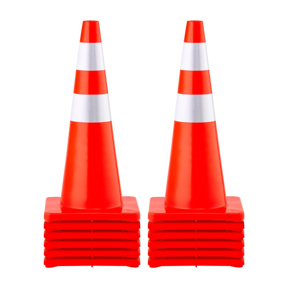 pvc liikluskoonused 73 cm – PVC Liikluskoonused (73 Cm, 12 Tk, 2 Helkurrõngast, Raskusega Põhi)