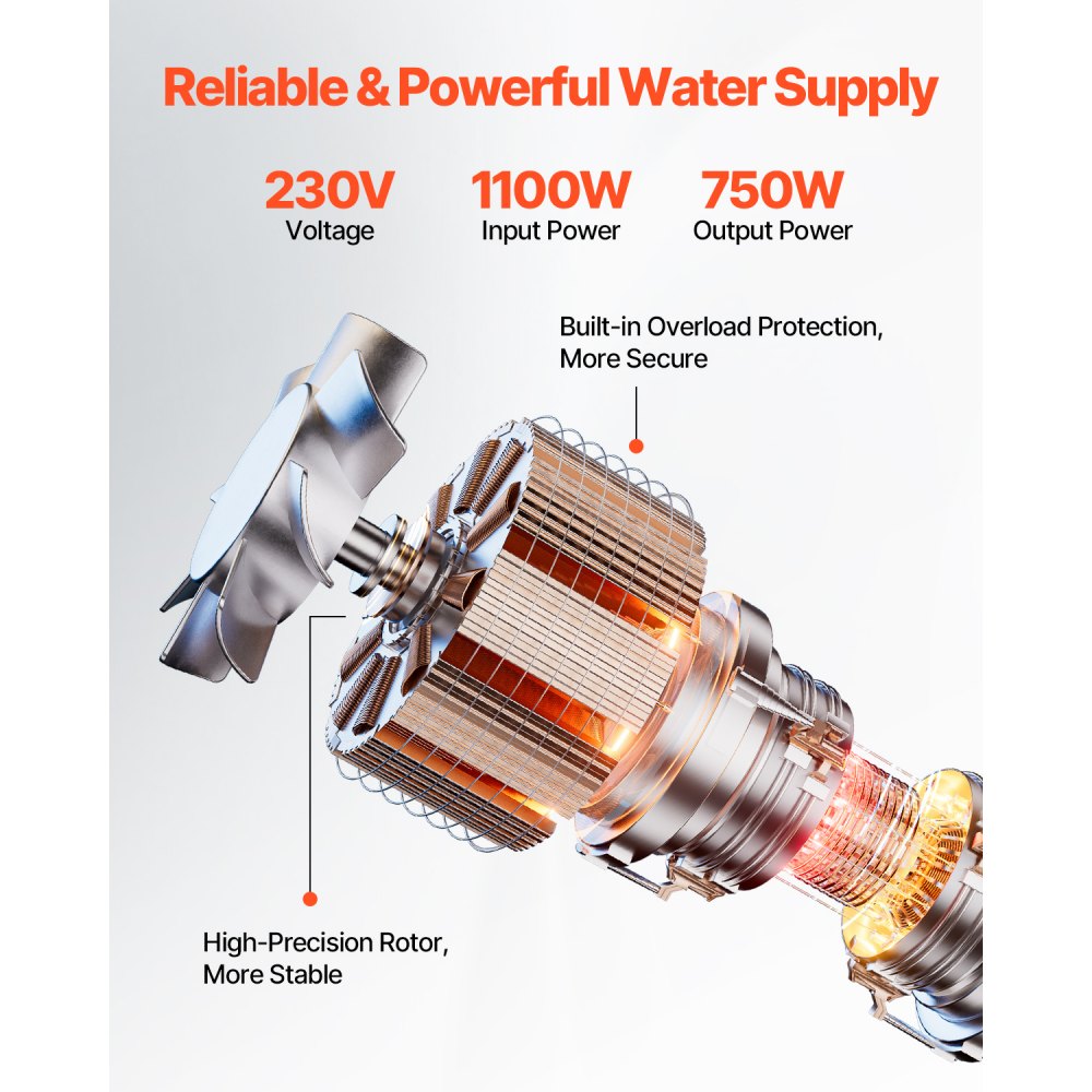Süvavee Sukelpump (1100 W, 100 L/min, 75 m Tõstekõrgus, 20 m Juhe) – toote pilt 2