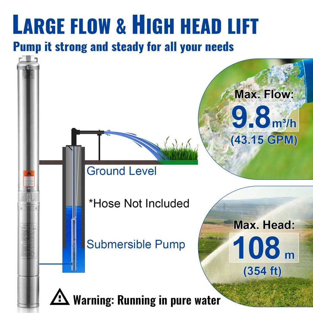 Süvavee Sukelpump (1500 W, 9,8 m³/h, 108 m Tõstekõrgus) – toote pilt 2