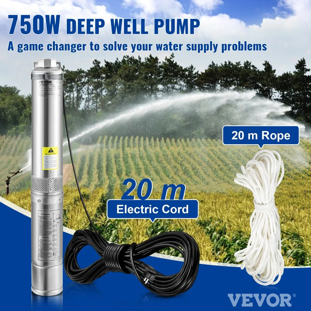 Süvavee Sukelpump (750 W, 105 L/Min, 62 m Tõstekõrgus, 20 m Juhe) – toote pilt 1