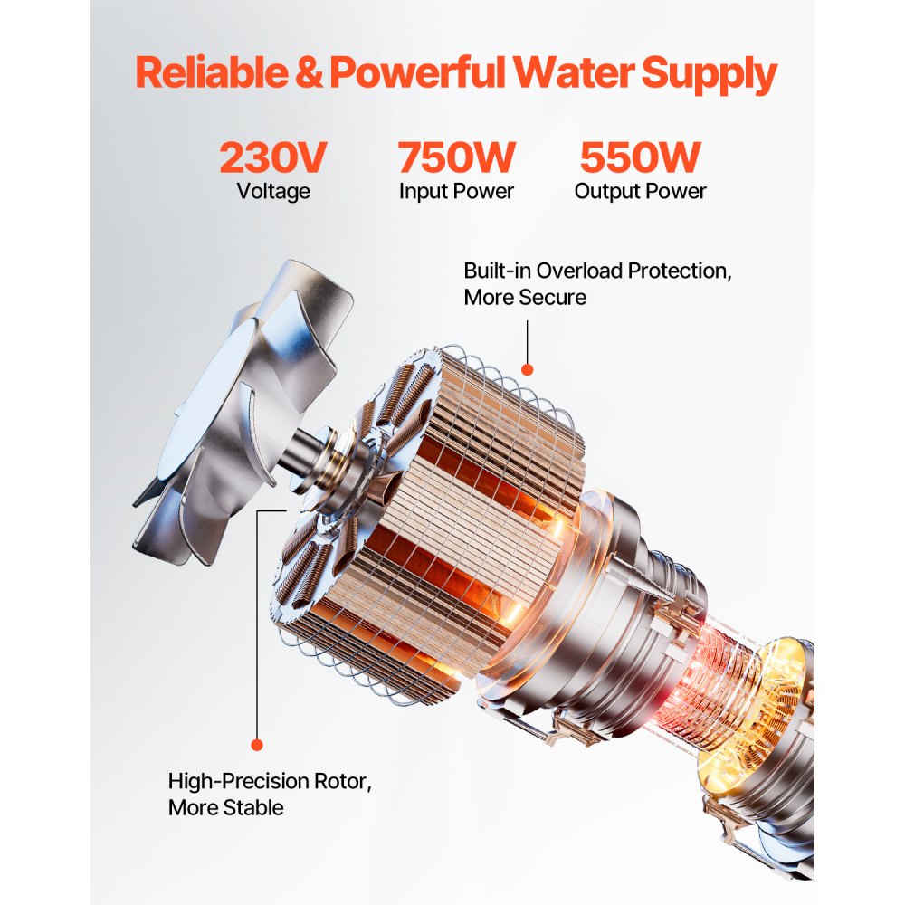 Süvaveepump (550 W, 65 L/min, 230V, 64 m Tõstekõrgus, 20 m Juhe) – toote pilt 2