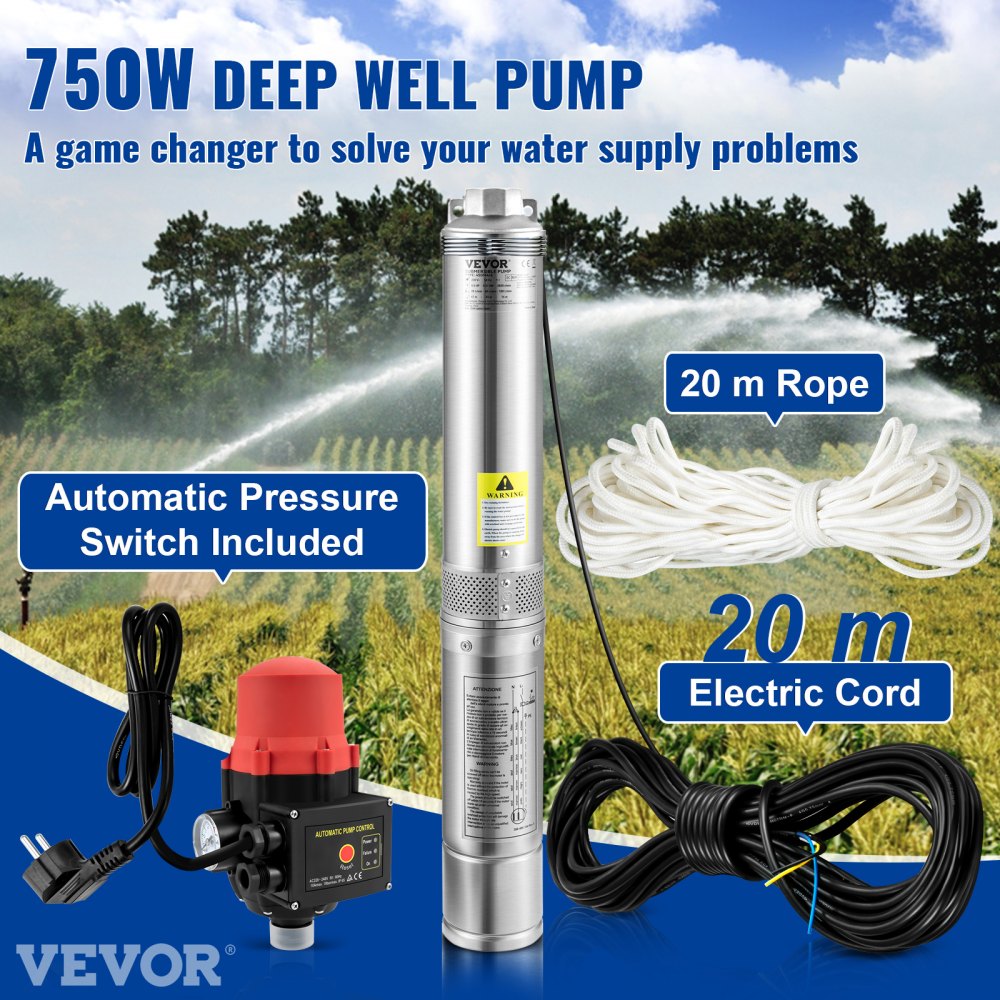 Süvaveepump (750 W, 230V, 62 m tõstekõrgus) – toote pilt 1