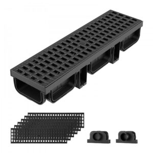 vihmaveerennide süsteem 6 tk HDPE – Vihmaveerennide Süsteem (510 x 140 x 90 Mm, 6 Tk, HDPE)