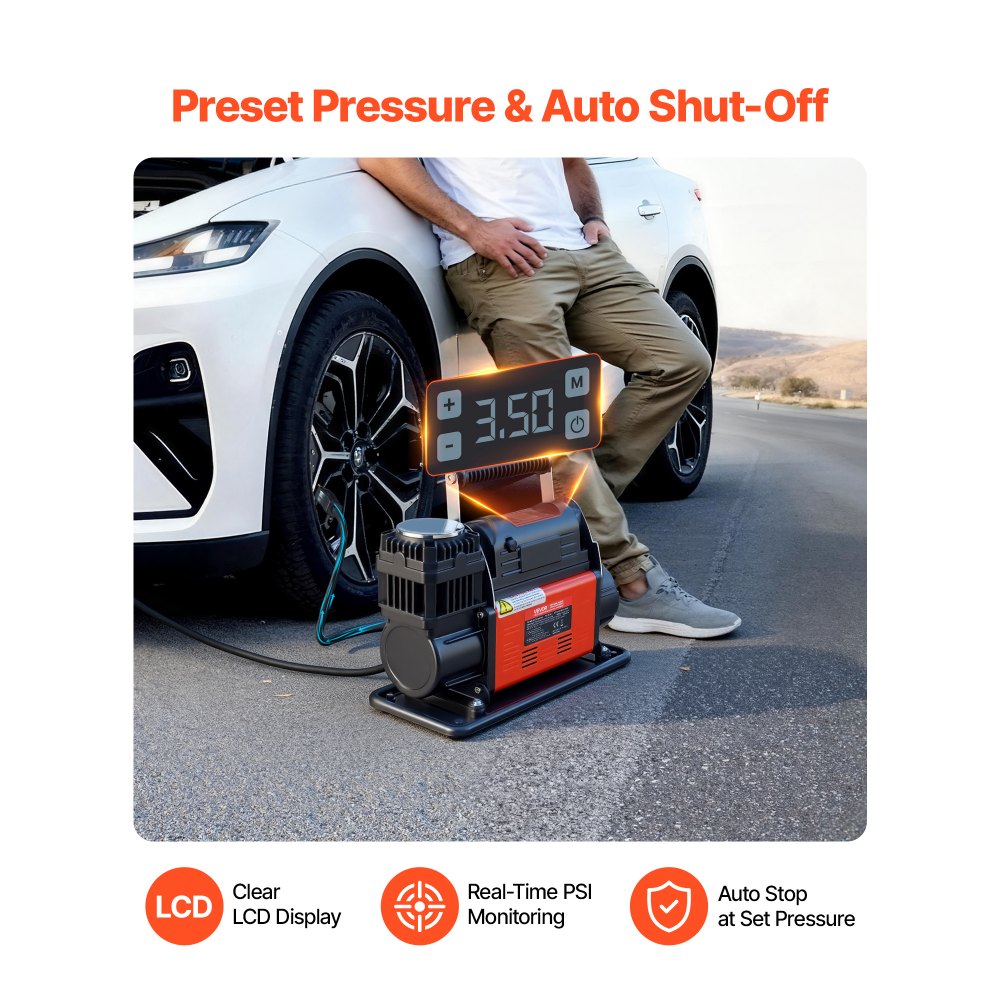 12V Raskeveokite Õhukompressor Auto-Stopp Funktsiooniga (202 L/Min, 10,3 Bar) – toote pilt 2