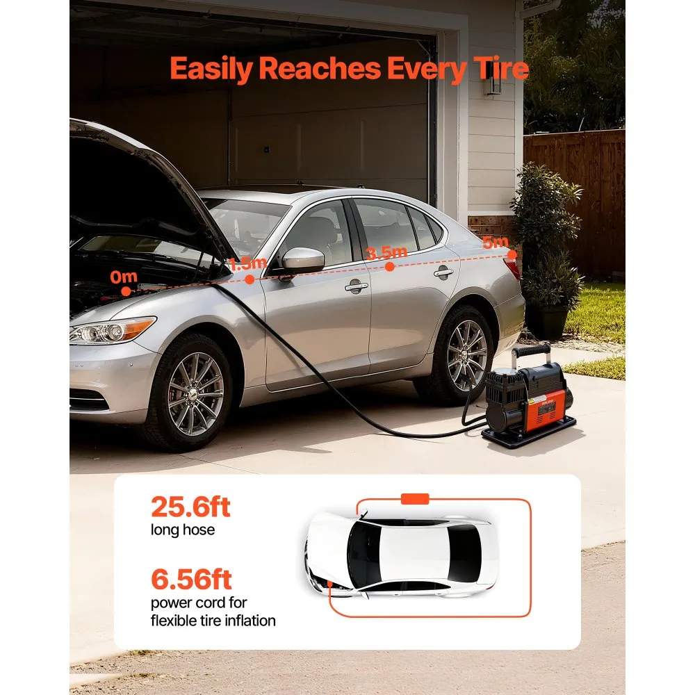 12V Raskeveokite Õhukompressor Auto-Stopp Funktsiooniga (202 L/Min, 10,3 Bar) – toote pilt 3