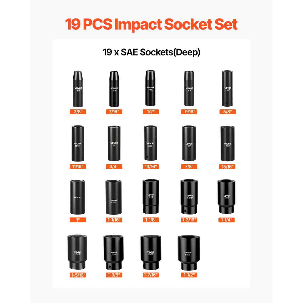 1,3 cm Löökpadrunite Komplekt (19 Osa, 1 cm-1,3 cm, Cr-V Teras) – toote pilt 2