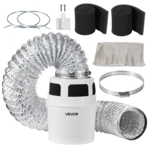 3-ühes kuivati ventilatsiooni komplekt – 3-Ühes Kuivati Ventilatsiooni Komplekt (101,6 mm, 150 cm Voolik, PP)