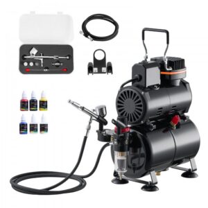 õhukompressoriga aerograafikomplekt 120 W – Aerograafikomplekt Õhukompressoriga (120 W, 23-25 L/min, 3 L Paak)