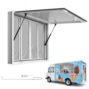 alumiiniumist teenindusaken toiduautodele – Alumiiniumist teenindusaken (114,3×76,2 cm, 85° avamisnurk, 4 mm klaas)