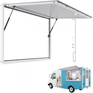 alumiiniumist teenindusaken toiduautole – Alumiiniumist Teenindusaken 152x92 Cm, Varikatusega Vihmakindel Aken Toiduautole