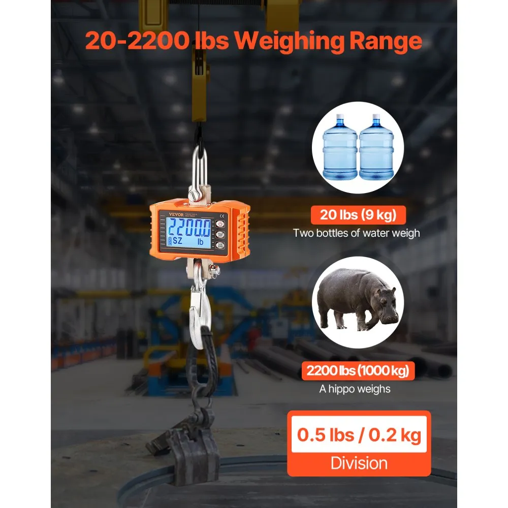 Digitaalne Kraanakaal 1000 Kg Alumiiniumkorpus LCD Ekraaniga – toote pilt 1