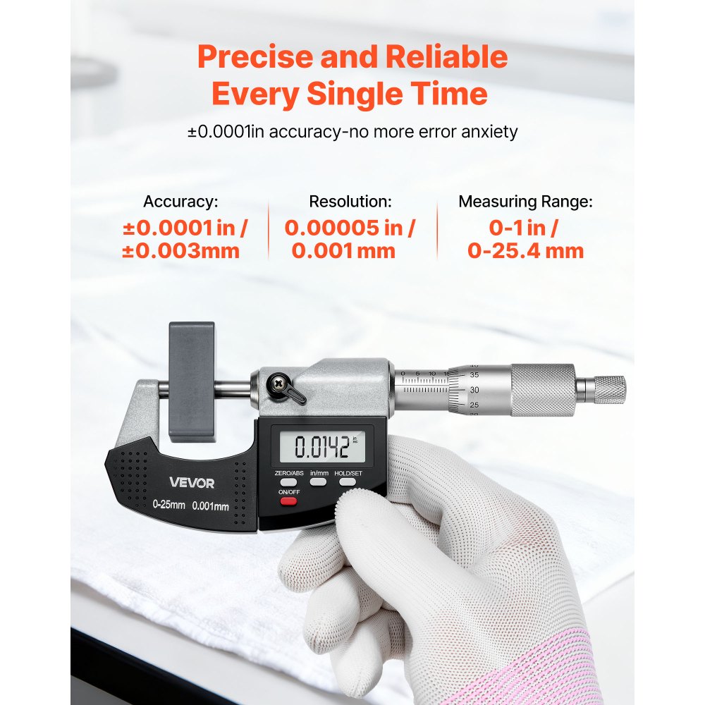 Digitaalne Mikromeeterikomplekt (0-25,4 Mm, 0,001 Mm Täpsus) – toote pilt 1