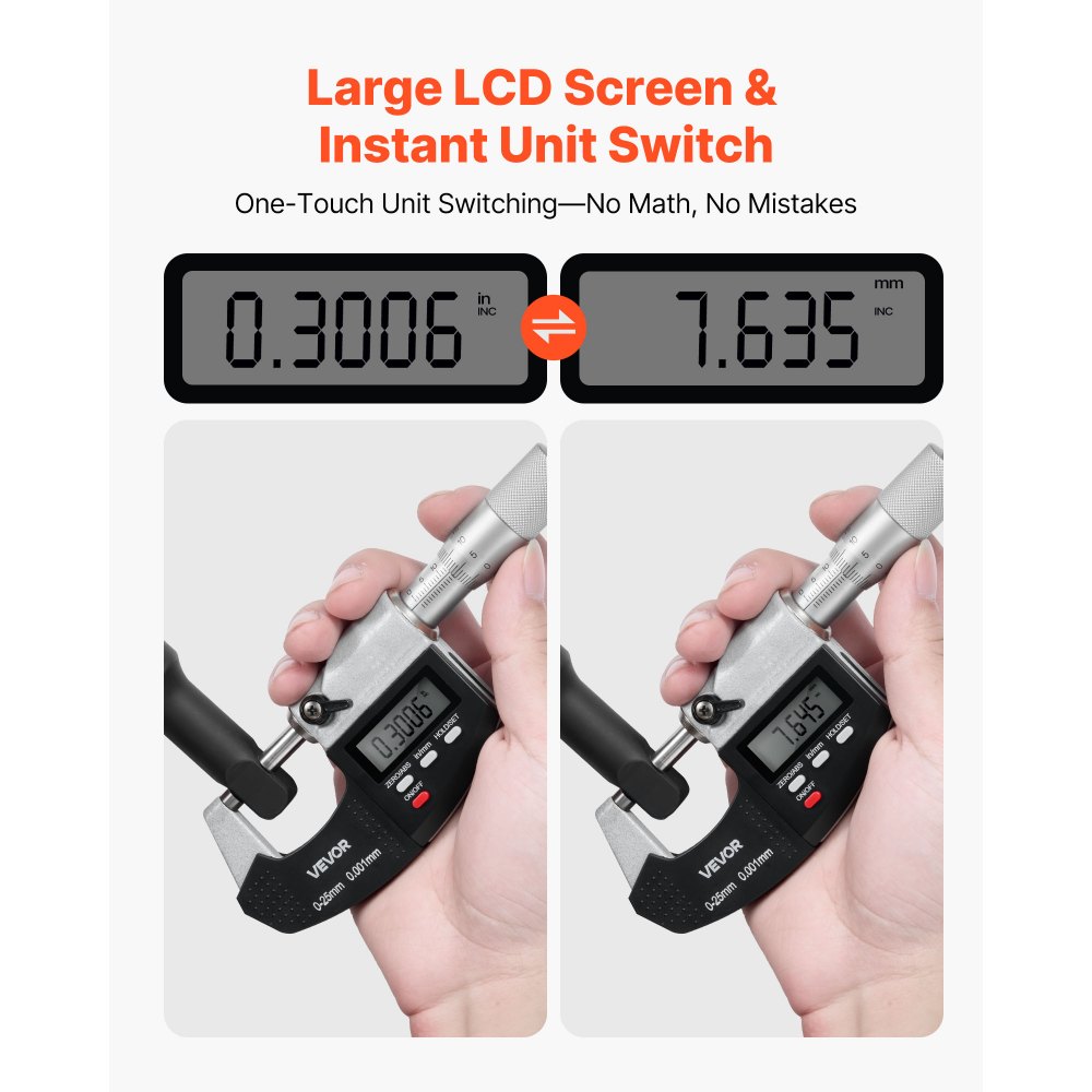 Digitaalne Mikromeeterikomplekt (0-25,4 Mm, 0,001 Mm Täpsus) – toote pilt 2