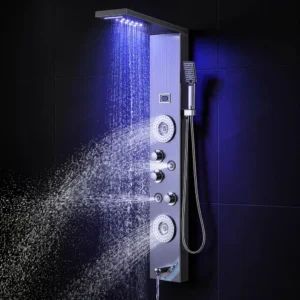 dušipaneel LED-ekraaniga roostevaba – Dušipaneel LED-ekraaniga (6 režiimi, roostevaba teras, 150 cm voolik)