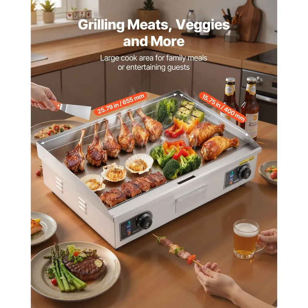 Elektriline Grillplaat 4000W, 65,5×40cm, 50-300°C, Roostevaba Teras – toote pilt 1