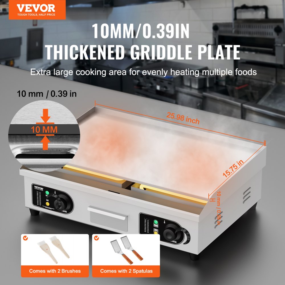Elektriline Grillplaat 4000W, 66×40cm, Roostevaba Teras, 2 Labidat ja 2 Harja – toote pilt 1