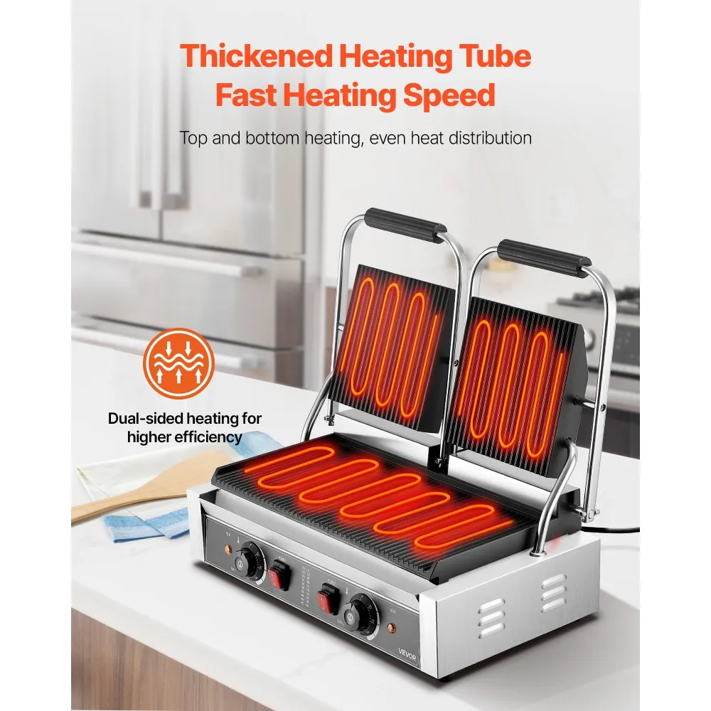 Elektriline Panini Grill (3600 W, 48×23 Cm, Roostevaba Teras) – toote pilt 1
