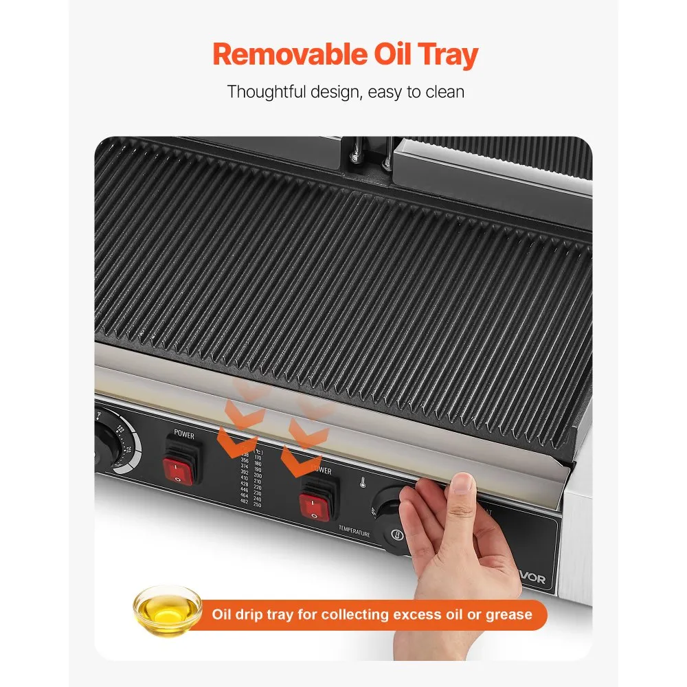Elektriline Panini Grill (3600 W, 48×23 Cm, Roostevaba Teras) – toote pilt 3