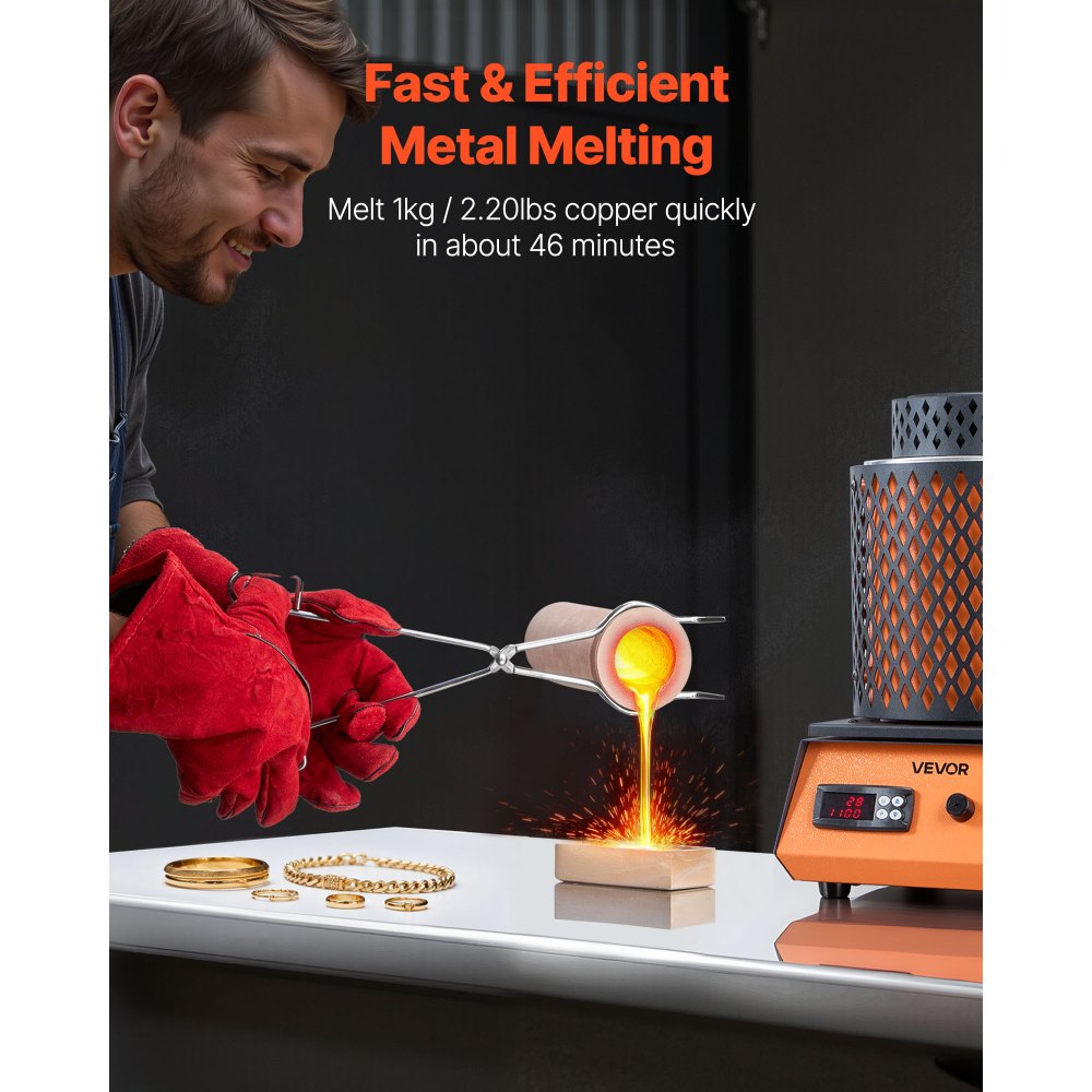 Elektriline Sulatusahi (1350 W, 1150 °C, 3 kg Keraamiline Tiigel) – toote pilt 1