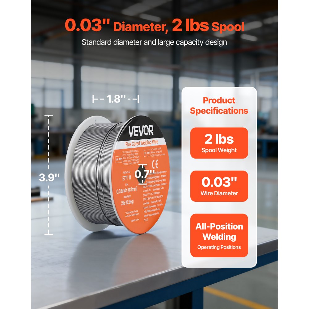 Flux-Südamikuga MIG Keevitustraat (0,8 Mm, 0,9 Kg, Isekaitsev) – toote pilt 1