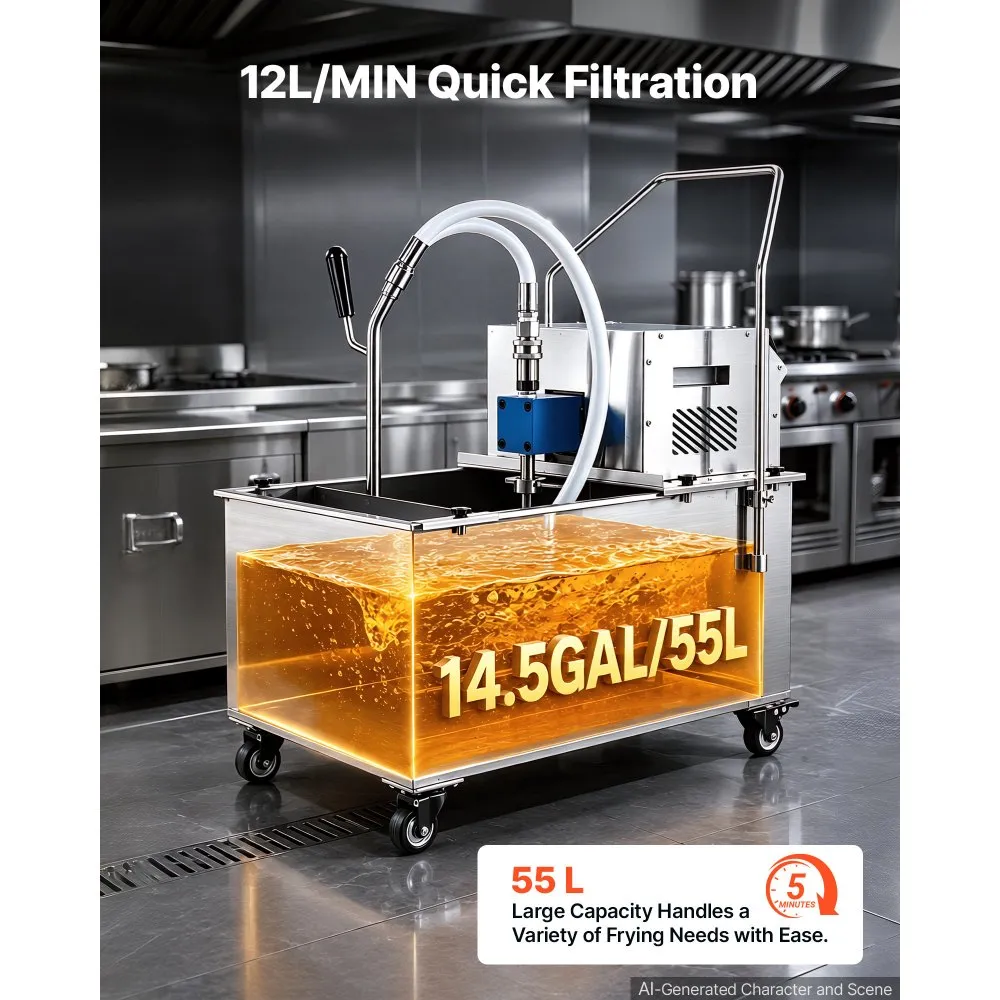 Fritüürõli filtreerimismasin (55 L, 250 W, roostevaba teras) – toote pilt 3