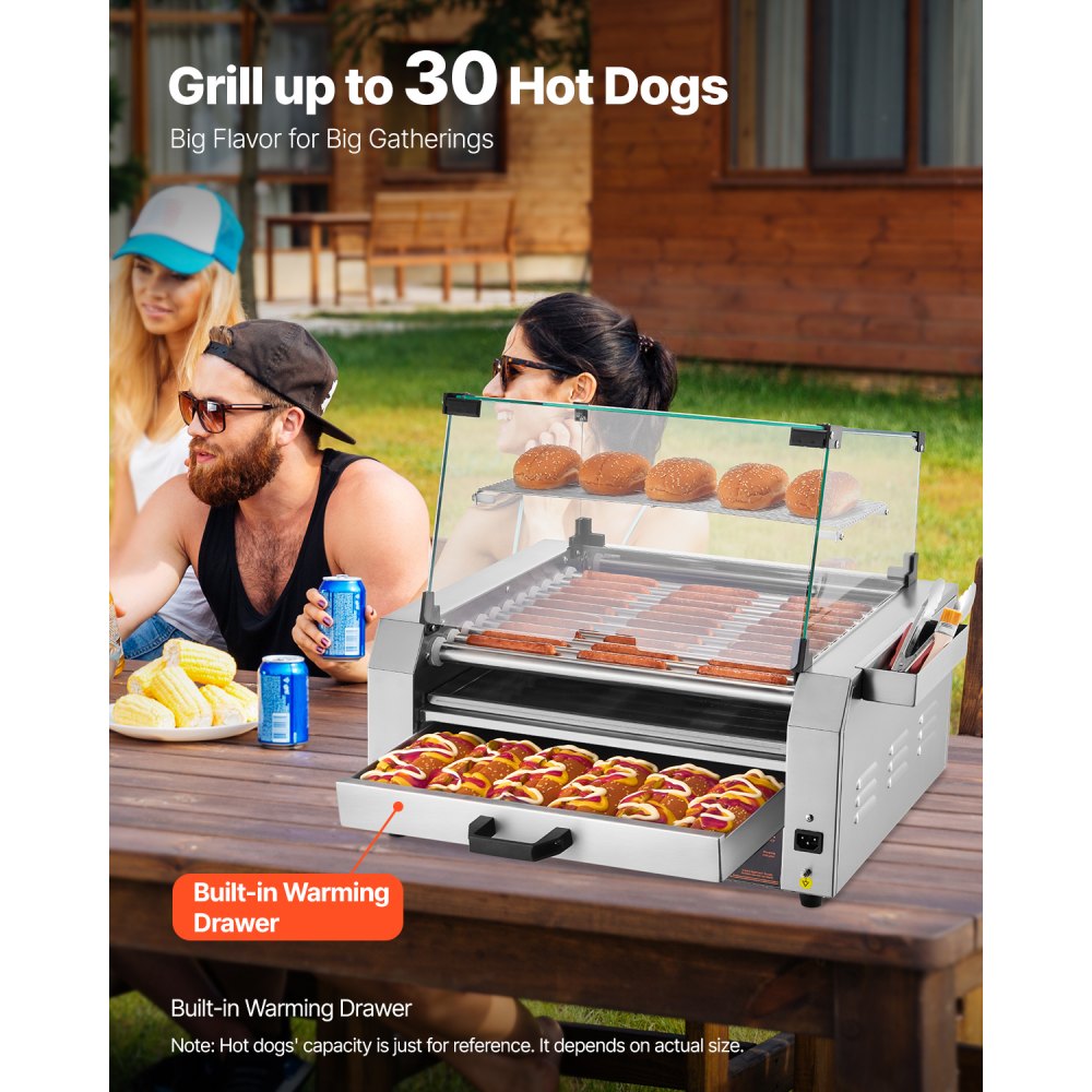 Hot Dog'i Rulliküpsetaja (2400 W, 30 Viinerit, Roostevaba Teras) – toote pilt 1