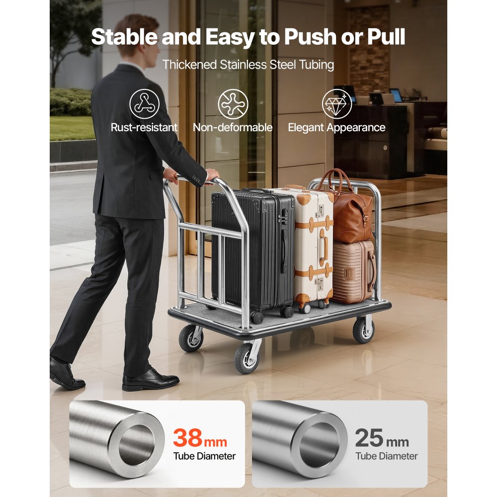 Hotelli Pagasikäru (340 Kg Kandevõime, 107×63,5 Cm Platvorm, 15 Cm Rattad) – toote pilt 4