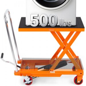 hüdrauliline tõstukäru 500 kg – Hüdrauliline aiakäru (500 kg kandevõime, 72,4 cm tõstekõrgus, 4 ratast)