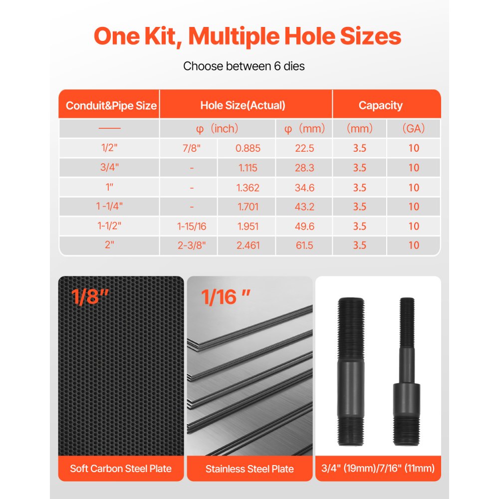 Hüdrauliline Löögikomplekt (98,07 kN, 12,7-50,8 mm, 6 Matriitsi) – toote pilt 1