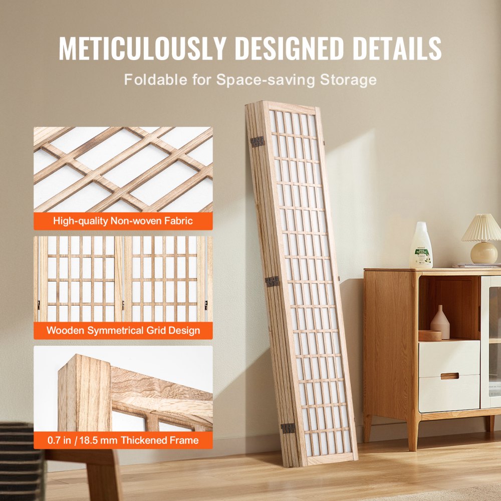 Jaapani Stiilis Ruumijagaja (6 Paneeli, 241 Cm, Puit) – toote pilt 4