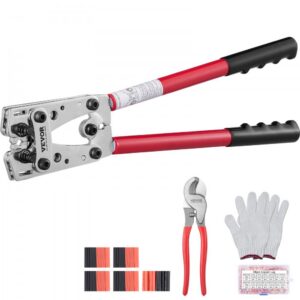 juhtmeklemmide pressimistangid 10-1/0 AWG – Juhtmeklemmide pressimistangid (10–1/0 AWG, 6 pressimissuurust, 100 kuumakahanemistoru)