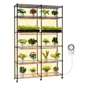 kahekordne taimealus LED kasvutuledega – Kahekordne taimealus LED kasvutuledega (180 cm, 200 W, 6 tasandit)