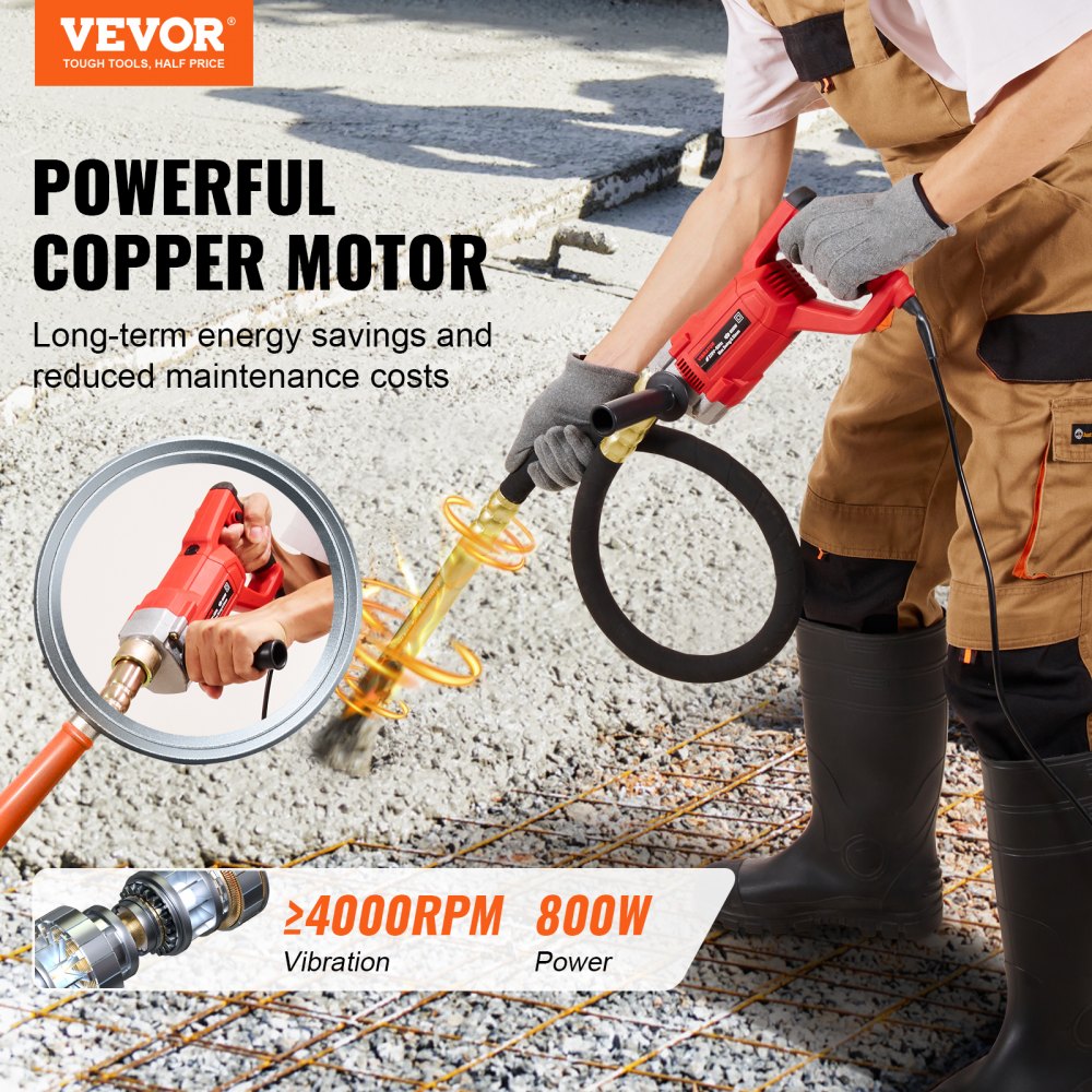 Käsitsi Betoonivibraator (800 W, 4000 p/min, 1,5 m Varras) – toote pilt 1